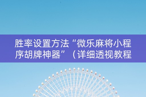 胜率设置方法“微乐麻将小程序胡牌神器”（详细透视教程）-哔哩哔哩