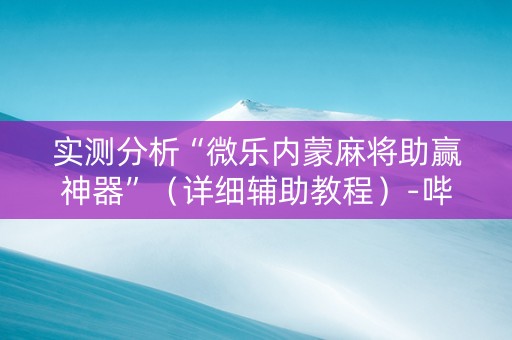 实测分析“微乐内蒙麻将助赢神器”（详细辅助教程）-哔哩哔哩