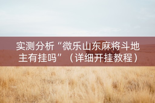 实测分析“微乐山东麻将斗地主有挂吗”（详细开挂教程）-哔哩哔哩