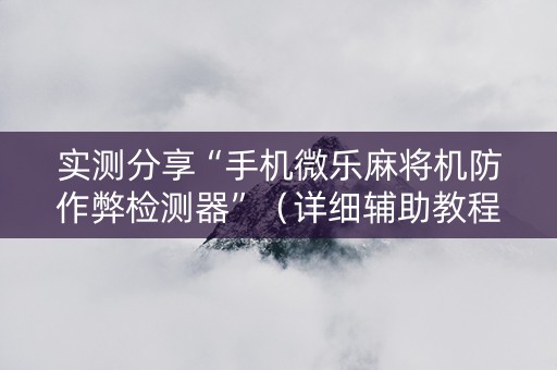 实测分享“手机微乐麻将机防作弊检测器”（详细辅助教程）-哔哩哔哩