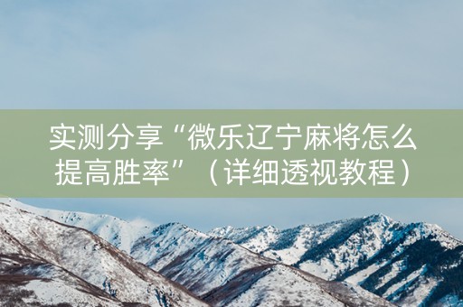 实测分享“微乐辽宁麻将怎么提高胜率”（详细透视教程）-哔哩哔哩