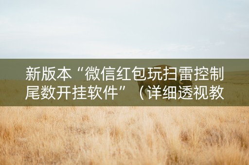 新版本“微信红包玩扫雷控制尾数开挂软件”（详细透视教程）-哔哩哔哩