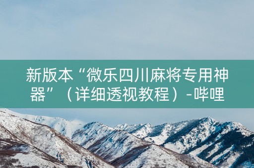 新版本“微乐四川麻将专用神器”（详细透视教程）-哔哩哔哩