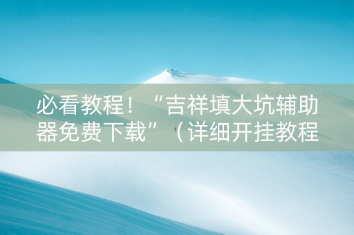 必看教程！“吉祥填大坑辅助器免费下载”（详细开挂教程）-哔哩哔哩