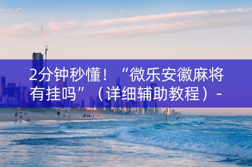2分钟秒懂！“微乐安徽麻将有挂吗”（详细辅助教程）-哔哩哔哩