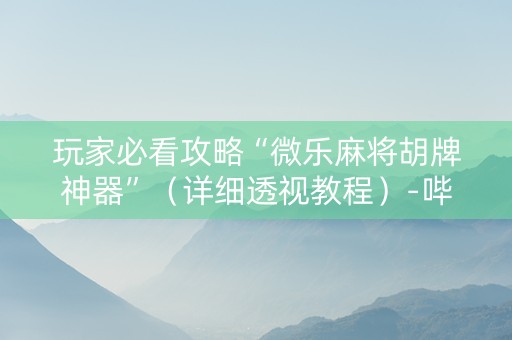 玩家必看攻略“微乐麻将胡牌神器”（详细透视教程）-哔哩哔哩
