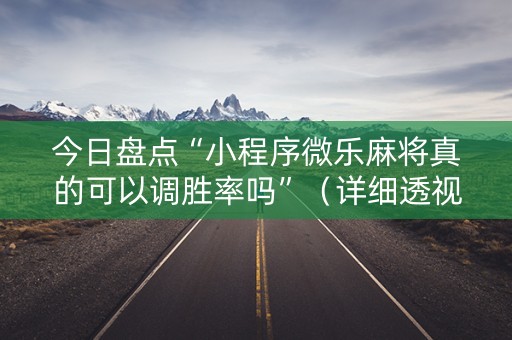 今日盘点“小程序微乐麻将真的可以调胜率吗”（详细透视教程）-哔哩哔哩