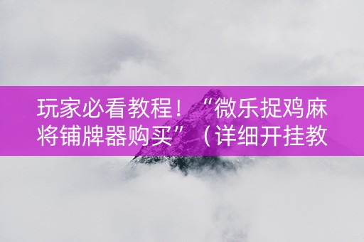 玩家必看教程！“微乐捉鸡麻将铺牌器购买”（详细开挂教程）-哔哩哔哩