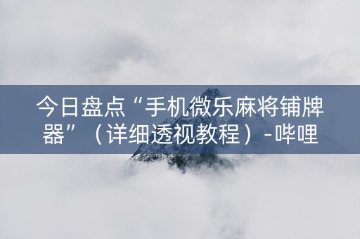今日盘点“手机微乐麻将铺牌器”（详细透视教程）-哔哩哔哩