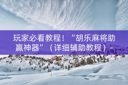 玩家必看教程！“胡乐麻将助赢神器”（详细辅助教程）-哔哩哔哩