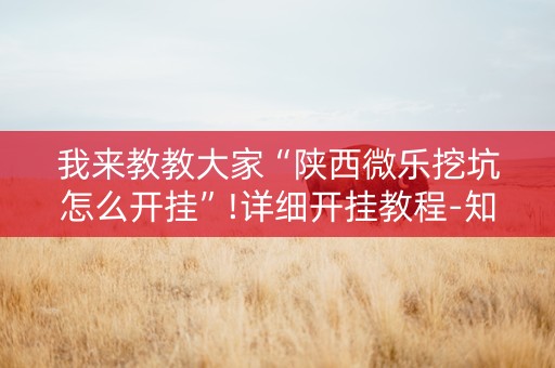 我来教教大家“陕西微乐挖坑怎么开挂”!详细开挂教程-知乎