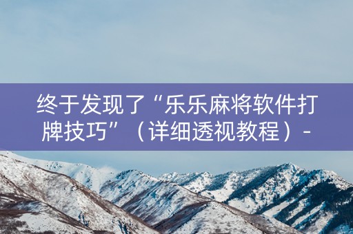 终于发现了“乐乐麻将软件打牌技巧”（详细透视教程）-哔哩哔哩