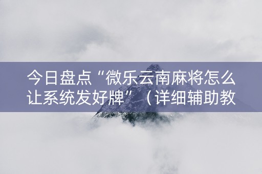 今日盘点“微乐云南麻将怎么让系统发好牌”（详细辅助教程）-哔哩哔哩
