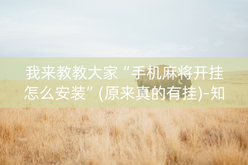 我来教教大家“手机麻将开挂怎么安装”(原来真的有挂)-知乎