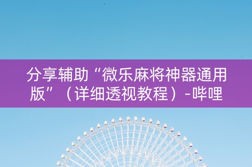 分享辅助“微乐麻将神器通用版”（详细透视教程）-哔哩哔哩