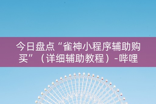 今日盘点“雀神小程序辅助购买”（详细辅助教程）-哔哩哔哩