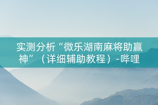 实测分析“微乐湖南麻将助赢神”（详细辅助教程）-哔哩哔哩