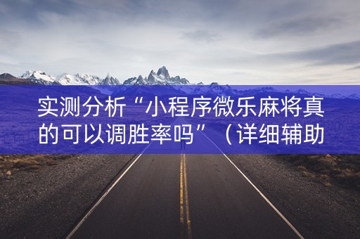 实测分析“小程序微乐麻将真的可以调胜率吗”（详细辅助教程）-哔哩哔哩