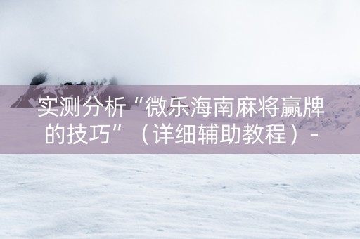 实测分析“微乐海南麻将赢牌的技巧”（详细辅助教程）-哔哩哔哩