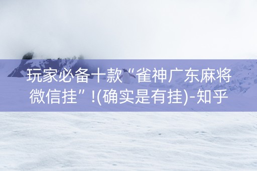 玩家必备十款“雀神广东麻将微信挂”!(确实是有挂)-知乎