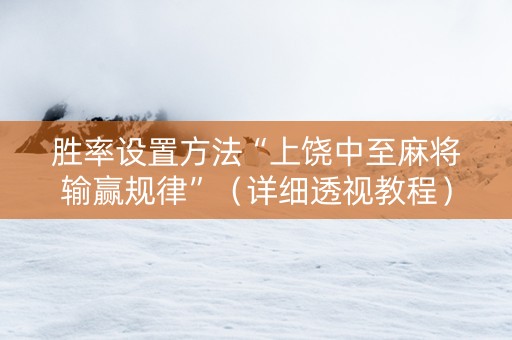 胜率设置方法“上饶中至麻将输赢规律”（详细透视教程）-哔哩哔哩