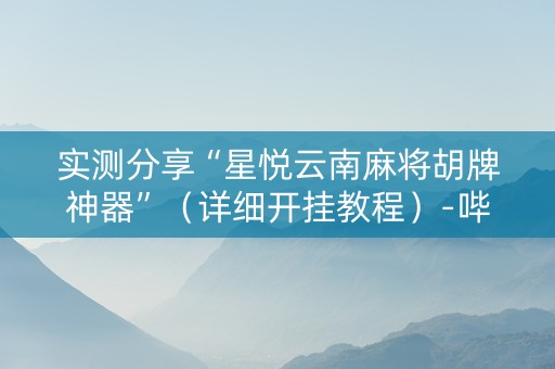 实测分享“星悦云南麻将胡牌神器”（详细开挂教程）-哔哩哔哩