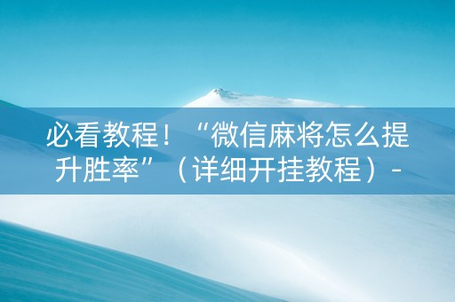 必看教程！“微信麻将怎么提升胜率”（详细开挂教程）-哔哩哔哩