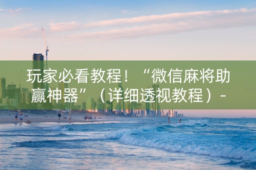 玩家必看教程！“微信麻将助赢神器”（详细透视教程）-哔哩哔哩