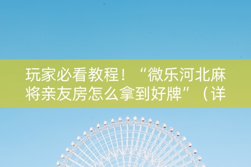 玩家必看教程！“微乐河北麻将亲友房怎么拿到好牌”（详细开挂教程）-哔哩哔哩