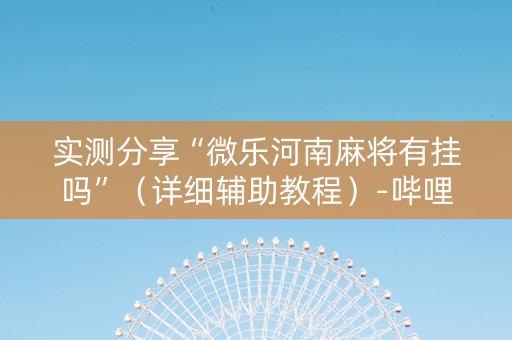 实测分享“微乐河南麻将有挂吗”（详细辅助教程）-哔哩哔哩