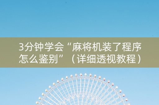 3分钟学会“麻将机装了程序怎么鉴别”（详细透视教程）-哔哩哔哩