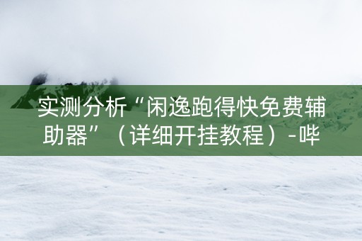 实测分析“闲逸跑得快免费辅助器”（详细开挂教程）-哔哩哔哩