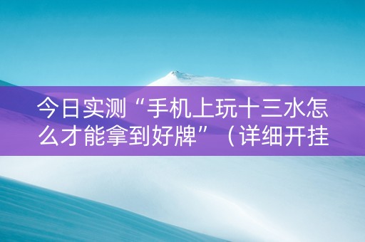 今日实测“手机上玩十三水怎么才能拿到好牌”（详细开挂教程）-哔哩哔哩