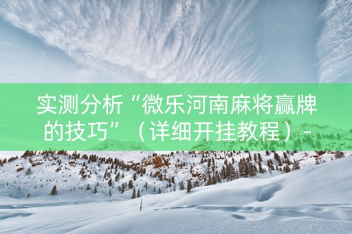 实测分析“微乐河南麻将赢牌的技巧”（详细开挂教程）-哔哩哔哩