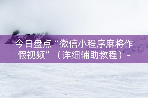 今日盘点“微信小程序麻将作假视频”（详细辅助教程）-哔哩哔哩
