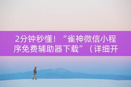 2分钟秒懂！“雀神微信小程序免费辅助器下载”（详细开挂教程）-哔哩哔哩
