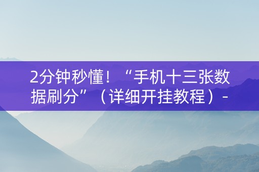 2分钟秒懂！“手机十三张数据刷分”（详细开挂教程）-哔哩哔哩
