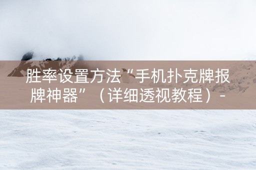 胜率设置方法“手机扑克牌报牌神器”（详细透视教程）-哔哩哔哩