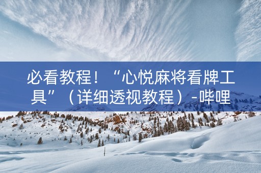 必看教程！“心悦麻将看牌工具”（详细透视教程）-哔哩哔哩