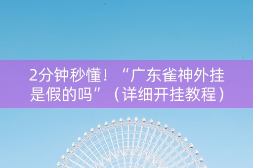 2分钟秒懂！“广东雀神外挂是假的吗”（详细开挂教程）-哔哩哔哩