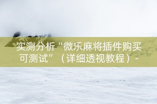 实测分析“微乐麻将插件购买可测试”（详细透视教程）-哔哩哔哩