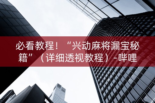 必看教程！“兴动麻将漏宝秘籍”（详细透视教程）-哔哩哔哩
