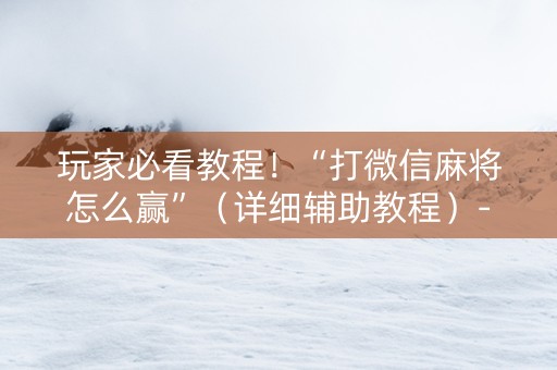 玩家必看教程！“打微信麻将怎么赢”（详细辅助教程）-哔哩哔哩