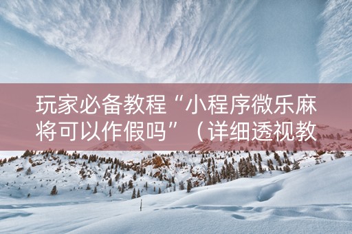 玩家必备教程“小程序微乐麻将可以作假吗”（详细透视教程）-哔哩哔哩