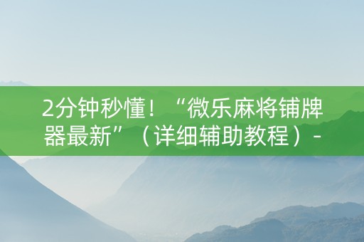 2分钟秒懂！“微乐麻将铺牌器最新”（详细辅助教程）-哔哩哔哩