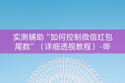 实测辅助“如何控制微信红包尾数”（详细透视教程）-哔哩哔哩