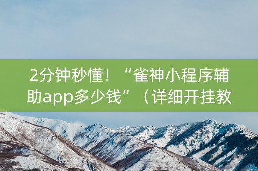 2分钟秒懂！“雀神小程序辅助app多少钱”（详细开挂教程）-哔哩哔哩