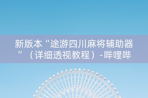 新版本“途游四川麻将辅助器”（详细透视教程）-哔哩哔哩