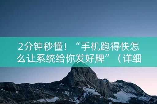 2分钟秒懂！“手机跑得快怎么让系统给你发好牌”（详细辅助教程）-哔哩哔哩