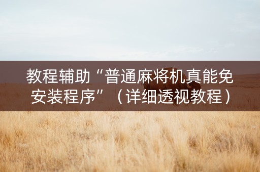 教程辅助“普通麻将机真能免安装程序”（详细透视教程）-哔哩哔哩